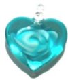 1 21mm Turquoise & White Lampwork Heart Pendant
